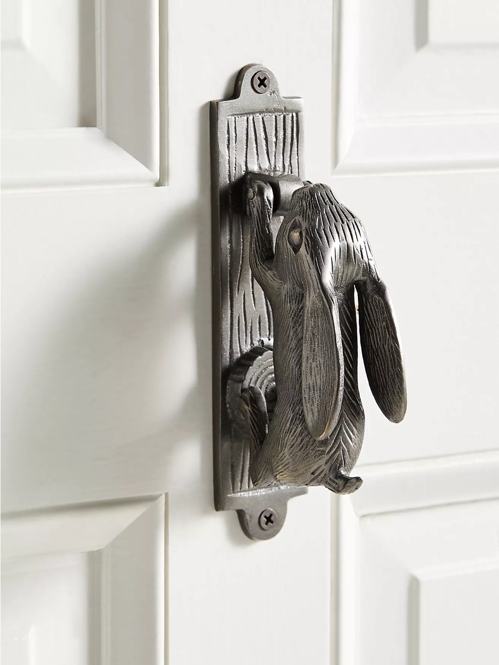 Anthropologie Swinging Hare Decorative Door Knocker in Antique Brass